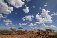 Clouds and dry landscape