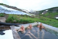 Hot spring | Warm bath under the volcano, my friend from left site - Milan, Tomas, Vasek